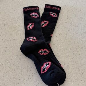 Chrome Hearts Second-Hand Matty Boy Pink Lips Print Black Socks